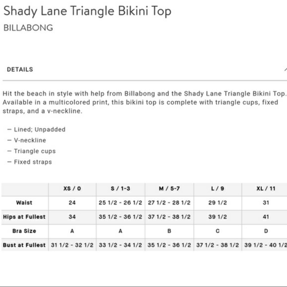 Billabong Shady Lane triangle bikini top  NEW - Picture 6 of 7